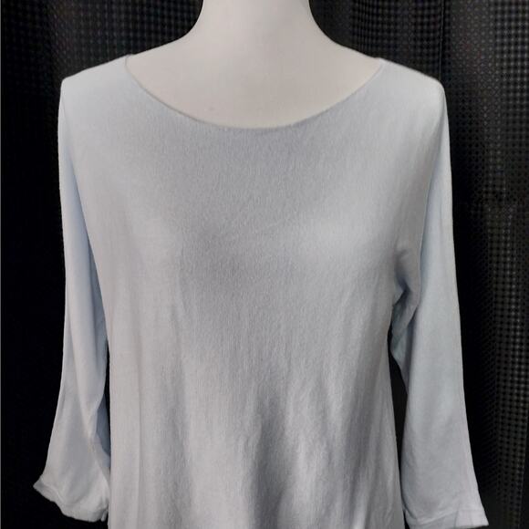 ANN TAYLOR! BABY BLUE ULTRA LIGHTWEIGHT SWEATER W/BLACK & WHITE LEAF SKIRT! SZ M - Picture 3 of 7